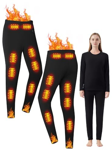 Pantaloni termici elettrici da donna/pantaloni caldi con porta USB, riscaldamento intelligente a 16 zone e controllo della temperatura a tre livelli, adatti per sci e corsa in inverno (Donna -L)