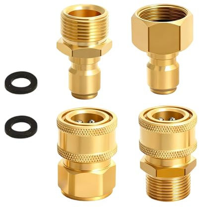 Gkhlg Hochdruckreiniger-Schlaucharmaturen-Set, M22, 14 mm auf 1/4 Zoll, Schnellanschluss, Messing-Adapter, Hochdruckreiniger-Armaturen, kein Auslaufen, für Autowäsche, Gartenarbeit und Außenreinigung