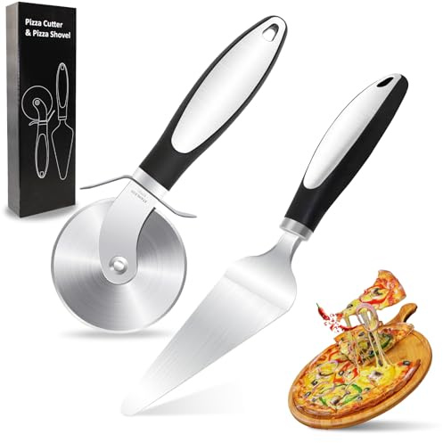 Sunsorld Roulette Pizza, Roulette a Pizza, Pizza Cutter en Acier Inoxydable, Pizza Enduit Ustensiles, Manche Ergonomique, pour Coupe de Pizzas, Tarte, Gâteau, Gaufres