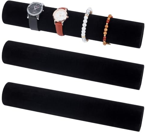 UNICRAFTALE 3 Rotoli di Velluto Per Gioielli Bracciali Orologi 30cm Custodia Da Viaggio Rimovibile Nero Organizzatore Collane Presentazione E Stoccaggio