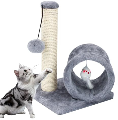 Albero Del Gatto – 30 X 20 X 20 Cm, Paletto Da Gratta In Sisal, Foro Da Arrampicata Per Gatto, Torre Gratta | Giocattolo Interattivo Per Gattino, Con Mouse A Primavera, Casa Di Gioco Per Gatti Al