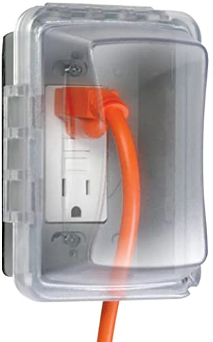 TayMac MM510C Single-Gang Horizontal/Vertical Weatherproof Receptacle Cover, 3.75 Inches Deep, Clear