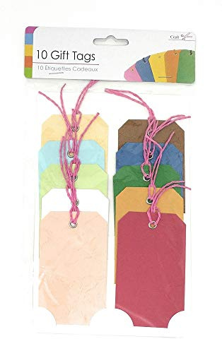 10 Multi Coloured Gift Tags (Each Tag is 100mm x 60mm approx.)