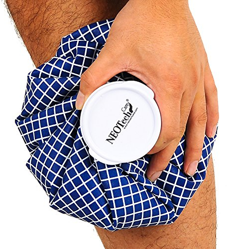 Poche de glace NEOtech Care - Vessie cryothérapie - Premiers soins - Couvercle vissable (Design bleu, 20cm diamètre)