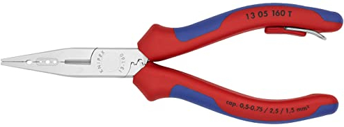KNIPEX Verdrahtungszange verchromt mit Mehrkomponenten-Hüllen, mit integrierter Befestigungsöse zum Anbringen einer Absturzsicherung 160, 13 05 160 T
