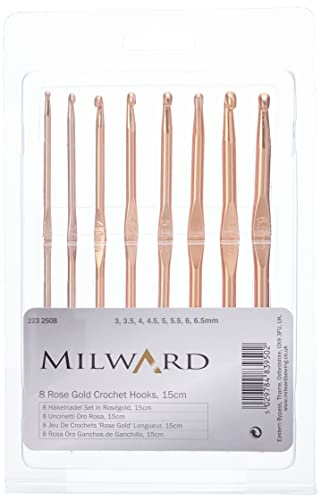 MILWARDS 2232508 Crochet Hook Set: Rose Gold: Set of 8, Assorted