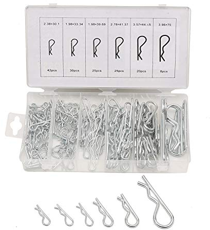 KATSU Goupilles Fendues R Clips, Goupilles de Retenue R Forme Goupilles à Ressort en Acier Inoxydable pour Systèmes de Verrouillage de Camion de Remorquage Tondeuses à Gazon - 15 Tailles