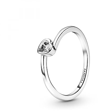 PANDORA People Klares geneigtes Herz Solitär-Ring aus Sterling Silber mit weißem Zirkonia/Ringgröße: 54