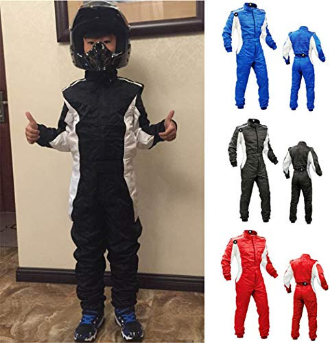 Combinaison de karting imperméable à deux couches pour enfants - Combinaison de moto - Combinaison d'entraînement - Rouge - Taille L