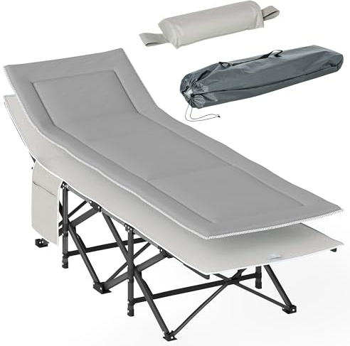 Outsunny Feldbett faltbar mit Matratze 188 x 64,5 x 53 cm Hellgrau