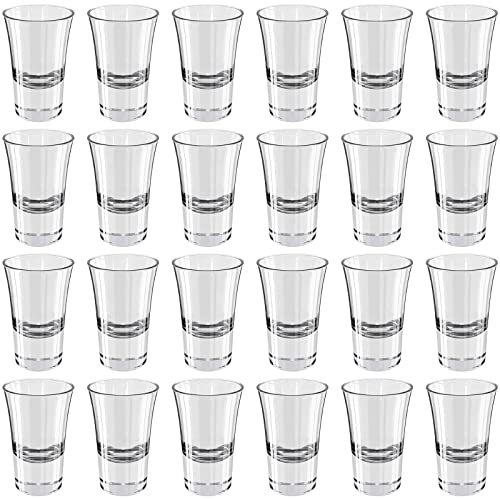 Wellgro Vasos de chupito de 3,4 cl – 4,5 x 7 cm (diámetro x altura) – Cristal transparente – Vasos de chupito – Estable – Fabricado en Italia, cantidad: 24 unidades