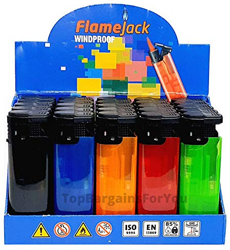 Zactly - 5 x FlameJack Colourful Windproof Dustproof Jet Lighters Really Powerful – LIMITED EDITION (Transparent) Multicolor