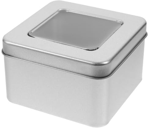 PACKOVE Fyrkantig burk transparent burk med kvadratiskt lock kakburk tomma burkar med lock plåtbehållare kakburk söt burk tom konstbehållare behållare behållare