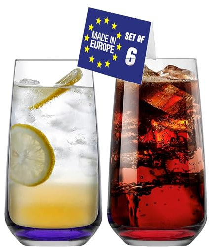 LAV Grand Verres à Longdrink Lot de 6, 480ml, 100% Sans Plomb - Cocktails, Mojito, Eau, Jus, Apéro - Highball Lavables Au Lave-vaisselle