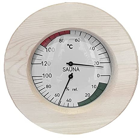 TsoLay TermóMetro de Sauna HigróMetro AnalóGico de Madera (Abedul, Aliso o ÁLamo.- Noble Set de Accesorios para Sauna