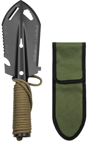 CENPEK Multifunktionell liten spade campingspade med fallskärmssladd bärbar rostfritt stål överlevnadsspade för camping vandring backpacking