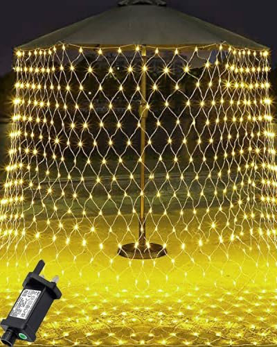Joysing Net Lights Outdoor 3 x 2M Net Christmas Lights Main Powered with Timer, Connectable Mesh Fairy Light 8 Modes Window Light Indoor Waterproof for Bushe Fence Wall Hedge Xmas Decoraion