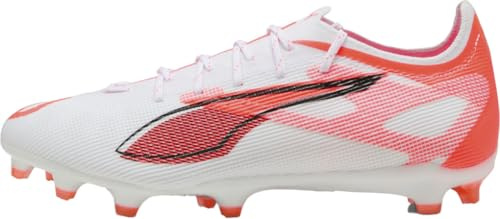 PUMA Mens Ultra 5 Pro Firm, Artificial Ground Soccer Cleats, Puma White-puma Black-glowing Red, 9.5 UK