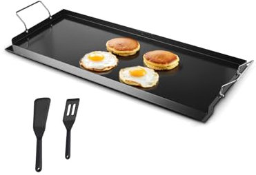 VEVOR Carbon Steel Griddle, 32x14 inch Universal Flat Top Rectangular Plate, Gas Grill Griddle for BBQ Grill, Teppanyaki, Portable Family Cookware with Handle, for Camping Tailgating Party