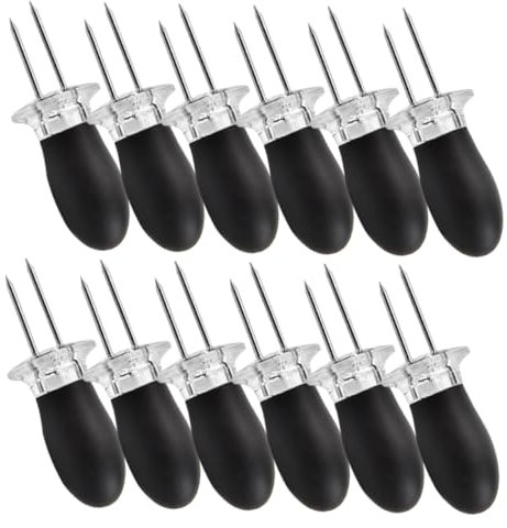 PHENOFICE 12 Pezzi Di Forchette Per Pannocchie In Acciaio Inossidabile, Adesivi Per Pannocchie, Porta Pannocchie, Spiedini Per Pannocchie, Spiedini Per Pannocchie, Stuzzicadenti Per