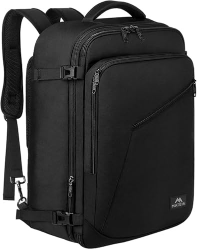MATEIN for New Expandable Ryanair Cabin Bags 40x30x20 Underseat, Travel Rucksack Cabin Size, Ryan Air Bag 40x30x20, Under Seat Flight Backpack, Casual Daypacks Hand Luggage Backpack for Travel, Black