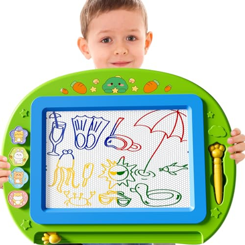 BLmukce Extra Large Magnetic Drawing Board Toy for Kids Age 3-7 Years, Erasable Board with 4 Colors, Educational Learning Toy, Birthday Gift for 3 4 5 Year Old Girls & Boys (Green)