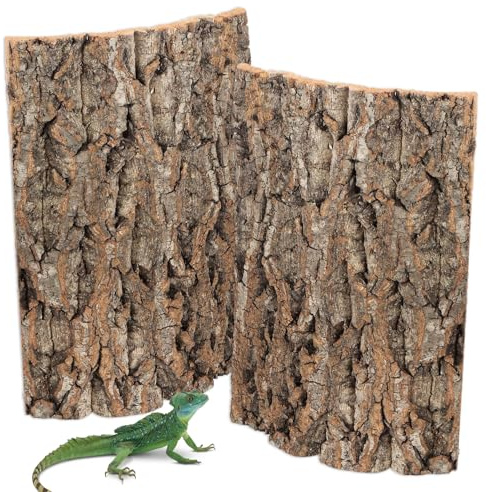 UOSIWYA Lot de 2 arrière en écorce de liège pour Terrarium, Accessoires pour Tortues 30 x 20 cm Pièces en liège Écorce d'arbre Décoration Fond Naturel d'écorce d'arbre pour Reptiles et Oiseaux
