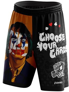 Ataviko Pantaloncino Joker Cards Beach Volley Mare, Gym Palestra, Passeggio, Gioco e Tempo Libero, Sport Estivi (IT, Testo, L, Regular, Regular, Nero)