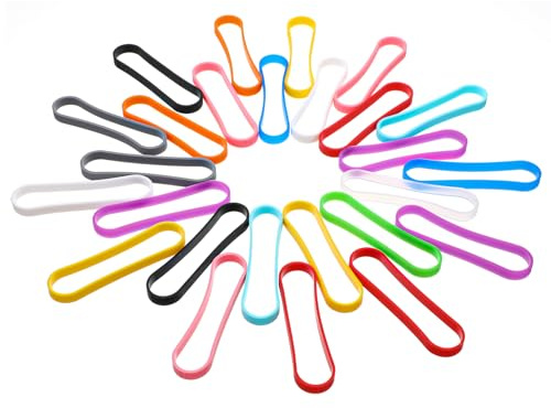 Xinjoduz 36 anelli di gomma larghi, riutilizzabili, in silicone, colorati, larghi, elastici, grandi gommini per la casa, ufficio, casa, materiale scolastico, libri, vestiti