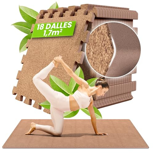 Tapis de Fitness Protection de Sol Salle de Sport - Dalles en Mousse sans BPA + Bordures | Matelas Puzzle Tatami EVA Caoutchouc pour Matériel Gym Banc de Musculation Course Garage Piscine Isolation