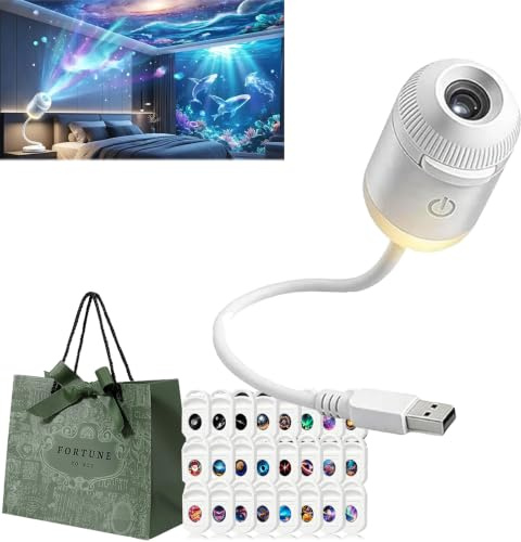 Gienslru Galaxyprojektor Nattljus, Plug-and-Play HD-stjärnprojektor, 360° roterande stjärnhimlens projektor, HD Smart Dynamisk 5d Holografisk Nattljusprojektor, för bil, sovrum, 24 filmer