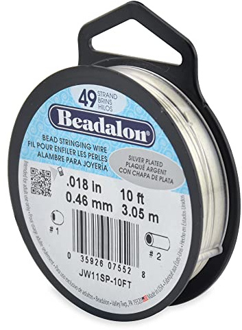 Beadalon JW11SP-10FT 49-Strand Bead Stringing Wire, 0.018-Inch, Silver Plated, 10-Feet