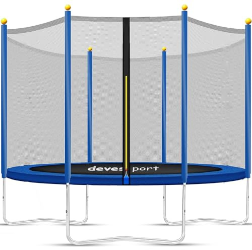 DEVESSPORT Cama Elástica Ø 182 cm para Niños Exterior con Red de Seguridad | Trampolín Infantil Resistente para Jardín | Cama Elástica 50 KG para Toda la Familia