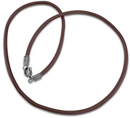 Vifaleno Collar de Cuero, Cuero de Vaca, marrón, 3mm, Acero Inoxidable Cierre de Langosta