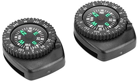 Tbest Boussole Randonnée,Boussole Montre,Watch Strap,Mini Boussole De Poche,2Pcs Portable Étanche Anti-Shock Détachable Outdoor Randonnée Voyage Cam Navigation Outil