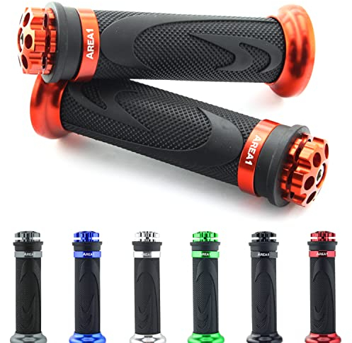 Area1 universal Motorrad Motorroller Lenkergriffe orange 2 Stück 22/24mm für z.B. Duke 125 390 790 990 Duke R 690 890, Super Duke 990 1290 1390, SMC/R Supermoto/Enduro, Adventure SMT EXC-F, SX-F, SX