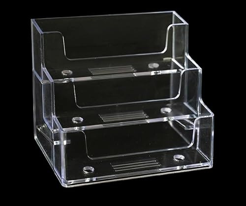 DNHCLL 1 Pack Clear Business Card Holder 3 Tiers Plastic Card Stand Organizer Card Holder Display for Home Office, Desktop, and Counter, 180 Cards Capacity