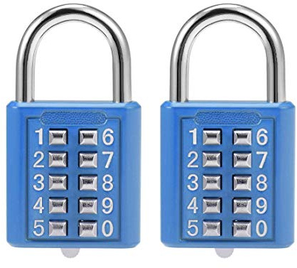 10-stelliges Zahlenschloss, Drucktaster, Schrankverriegelung, Blau, 2 Stück
