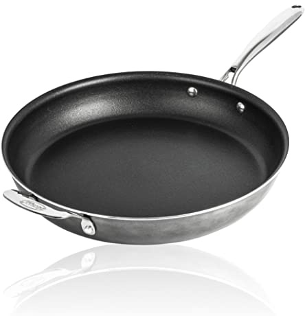 Granitestone 14” Frying Pan with Lid, Large Non stick Frying Pan for Cooking, Frying Pan Nonstick, Ultra Durable Mineral and Diamond Coating, Family Sized Open Skillet, Oven and Dishwasher Safe, Black