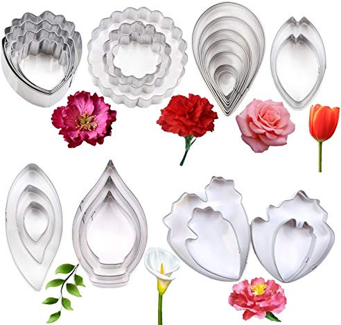 Set di 7 tagliapasta in acciaio inox per pasta di gomma per fondente, foglie di fiori di zucchero, strumenti fai da te per decorare torte e decorare torte