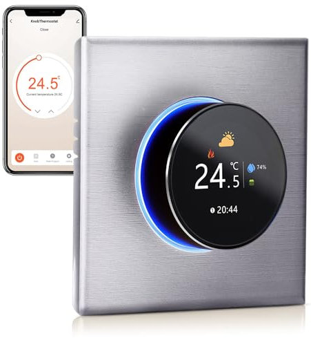 Irishom Termostato WiFi per Caldaia a Gas,Intelligente Termostato Controllo Pulsanti Programmabile Settimanale/APP Mobile/Controllo Vocale Compatibile con Alexa/Google Home-Silver