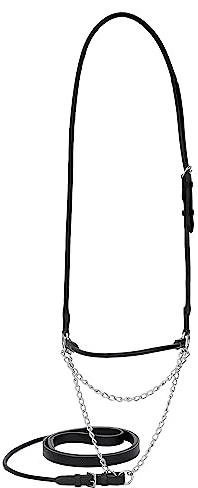 Start Elegantes Präsentationshalfter aus Rindsleder mit Strick 160 cm – komfortabel & langlebig – stilvolles Show-Halfter für Pferde (Cob, Schwarz)