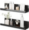LOFTPLUS Black Floating Shelves for Wall Set of 2 - Acrylic No Drilling Shelf for Books and Photos, Self Adhesive Shelf for Kitchen, Living Room, Bathroom, Bedroom (32 x 10 x 8 cm)