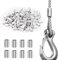 EODKSE 100 Piezas de virolas de Aluminio Dobles para Cables de Acero, con Manguito de Bucle y Cuerda de Alambre, Plateadas (2 mm / 0,078 Pulgada)