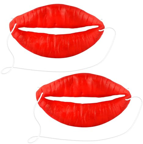 NYGGTYK 2 x korv läppmasker, röda masker, rekvisita, gummimasker, cosplay-masker, underhållningsmasker för show, magi och fest