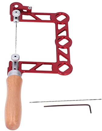 Mini Scie à Chantourner Manuelle avec Manche en Bois en Forme de U, Corps en Alliage D'aluminium, pour le Traitement des Métaux des Bijoutiers, le Travail du Bois (3 pouces)