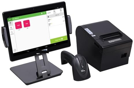 Registrierkasse, 10-Zoll-POS-Kassensystem mit Tablet, Halterung, Drucker und Scanner for e Point-of-Sale mit Software,Intelligente Registrierkasse
