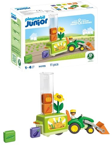 Playmobil | Junior | Tracteur avec planteuse Amusante | Jouet dès 1 an | Cadeau pour Les Tout-Petits | Jouet Durable avec Fonction de tri & Accessoires | 71773