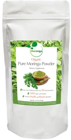 Marunga Organic Moringa Powder, 100% Raw & Natural, Non-GMO Superfood, 30-Day Supply, Made in Japan, Rich in Antioxidants, Vitamins & Amino Acids, Vegan & Gluten-Free, Great for Smoothies & Tea
