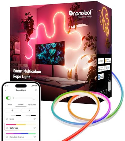 Nanoleaf Matter Neon Rope Light 5M, WiFi Bendable LED Strip Light, Music & Screen Sync, Dynamic Scenes in App, Voice Control (Works with Alexa, Apple, Google), Room Decor